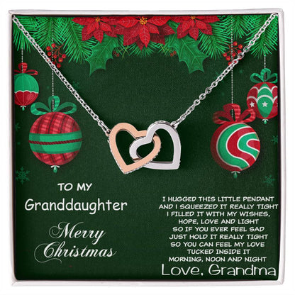 Granddaughter Heart Pendant Necklace Christmas Gift Interlocking Hearts Necklace