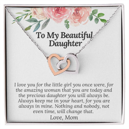 I Love You For The Precious Daughter You Will Always Be Necklace Interlocking Hearts Necklace