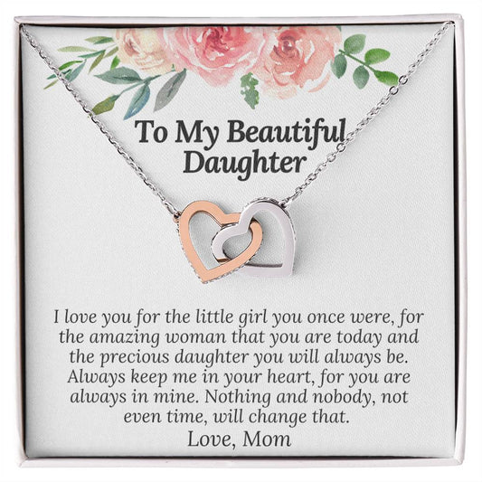 I Love You For The Precious Daughter You Will Always Be Necklace Interlocking Hearts Necklace