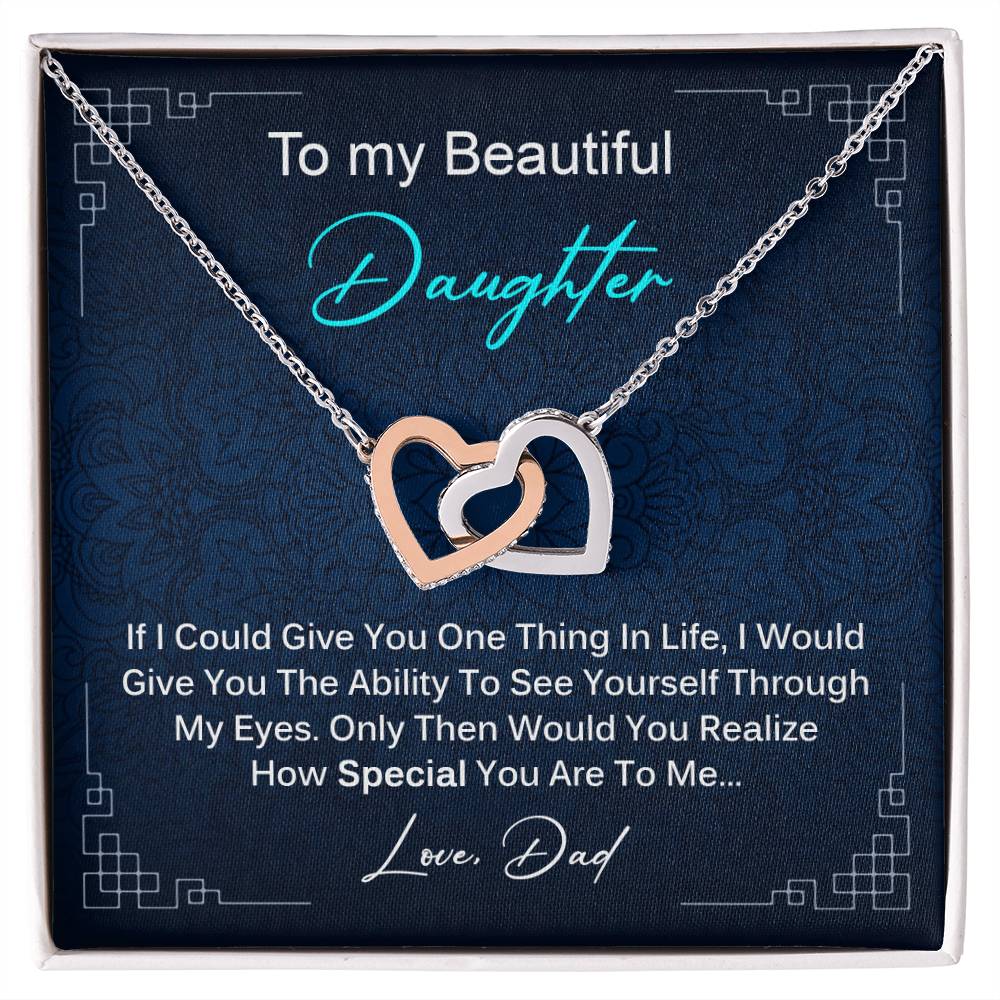 Special Gift For Daughter From Dad Interlocking Hearts Necklace