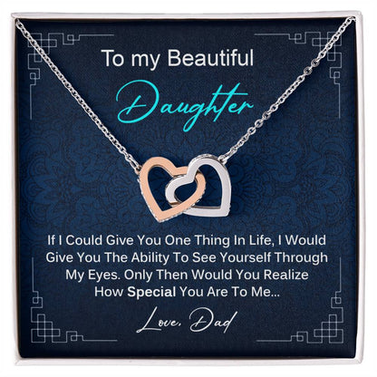 Special Gift For Daughter From Dad Interlocking Hearts Necklace