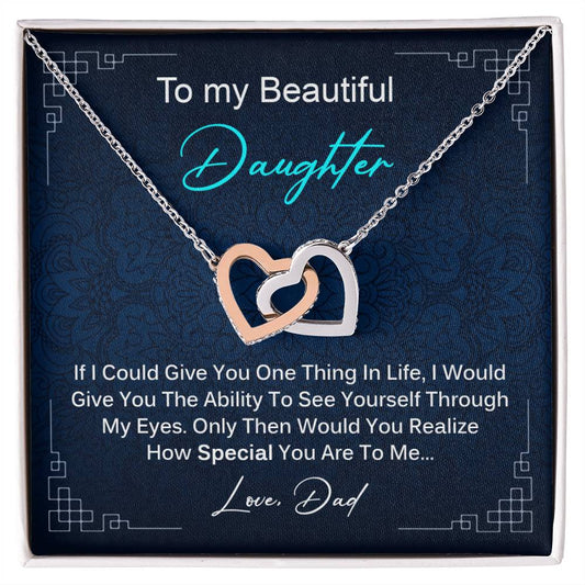 Special Gift For Daughter From Dad Interlocking Hearts Necklace