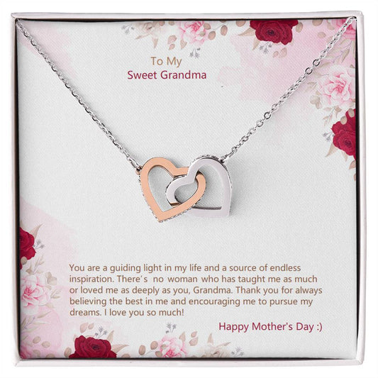 Mothers Day Gift For Grandmom Or Grandma -Two Hearts Necklace! Interlocking Hearts Necklace