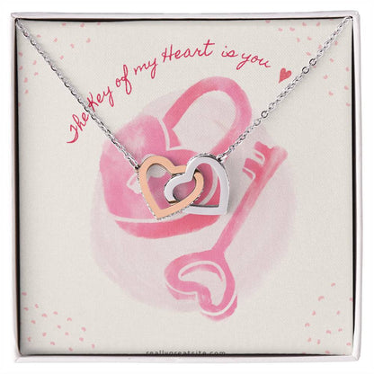 The Key Of My Heart Is Yours Interlocking Hearts Necklace