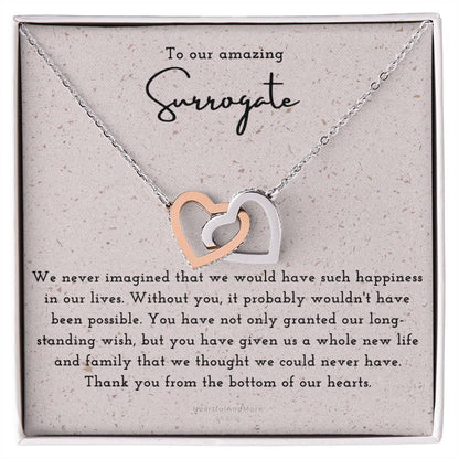 Surrogate Appreciation Gift Surrogate Gift Surrogate Gift With Message Card Surrogate Transfer Day Thank You Gift Interlocking Hearts Necklace