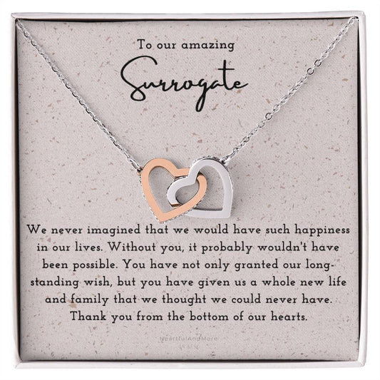Surrogate Appreciation Gift Surrogate Gift Surrogate Gift With Message Card Surrogate Transfer Day Thank You Gift Interlocking Hearts Necklace
