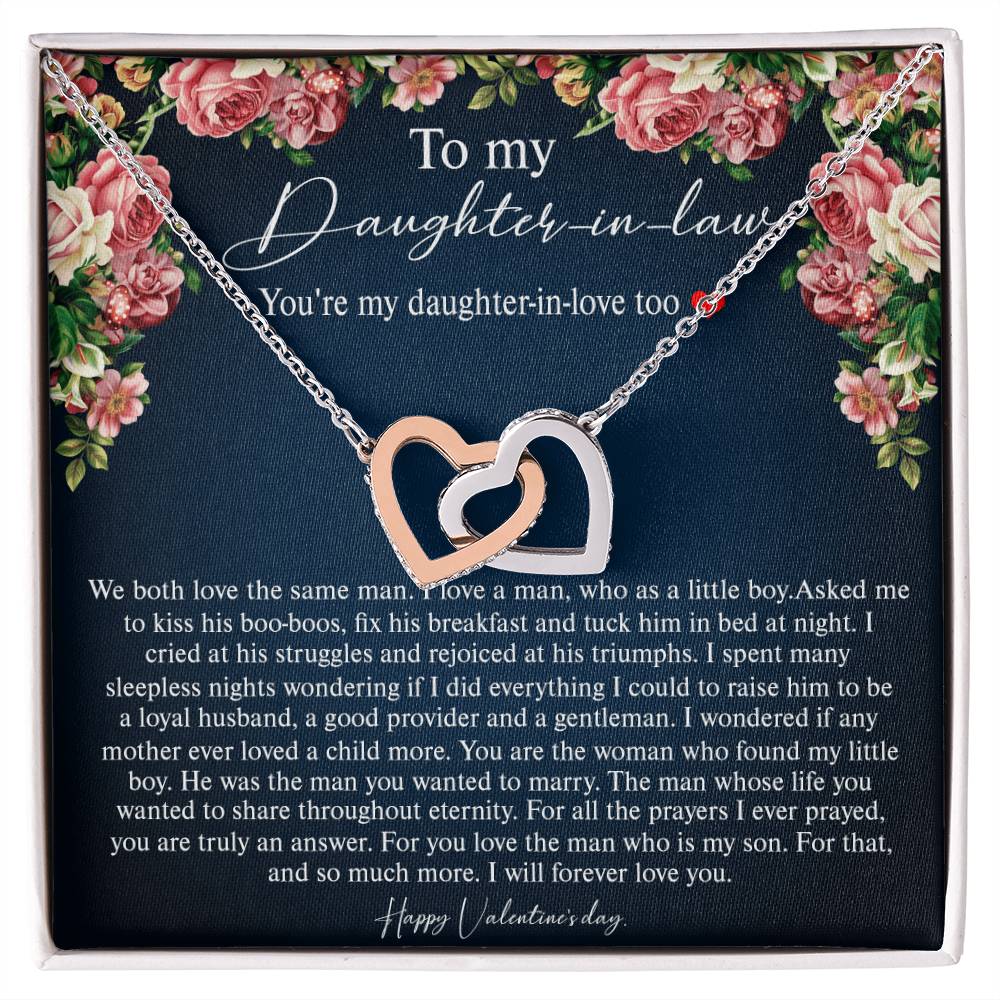 Mother-In-Law To Daughter-In-Law We Both Love The Same Man Interlocking Hearts Necklace