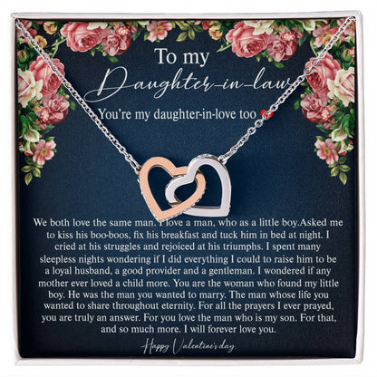 Mother-In-Law To Daughter-In-Law We Both Love The Same Man Interlocking Hearts Necklace