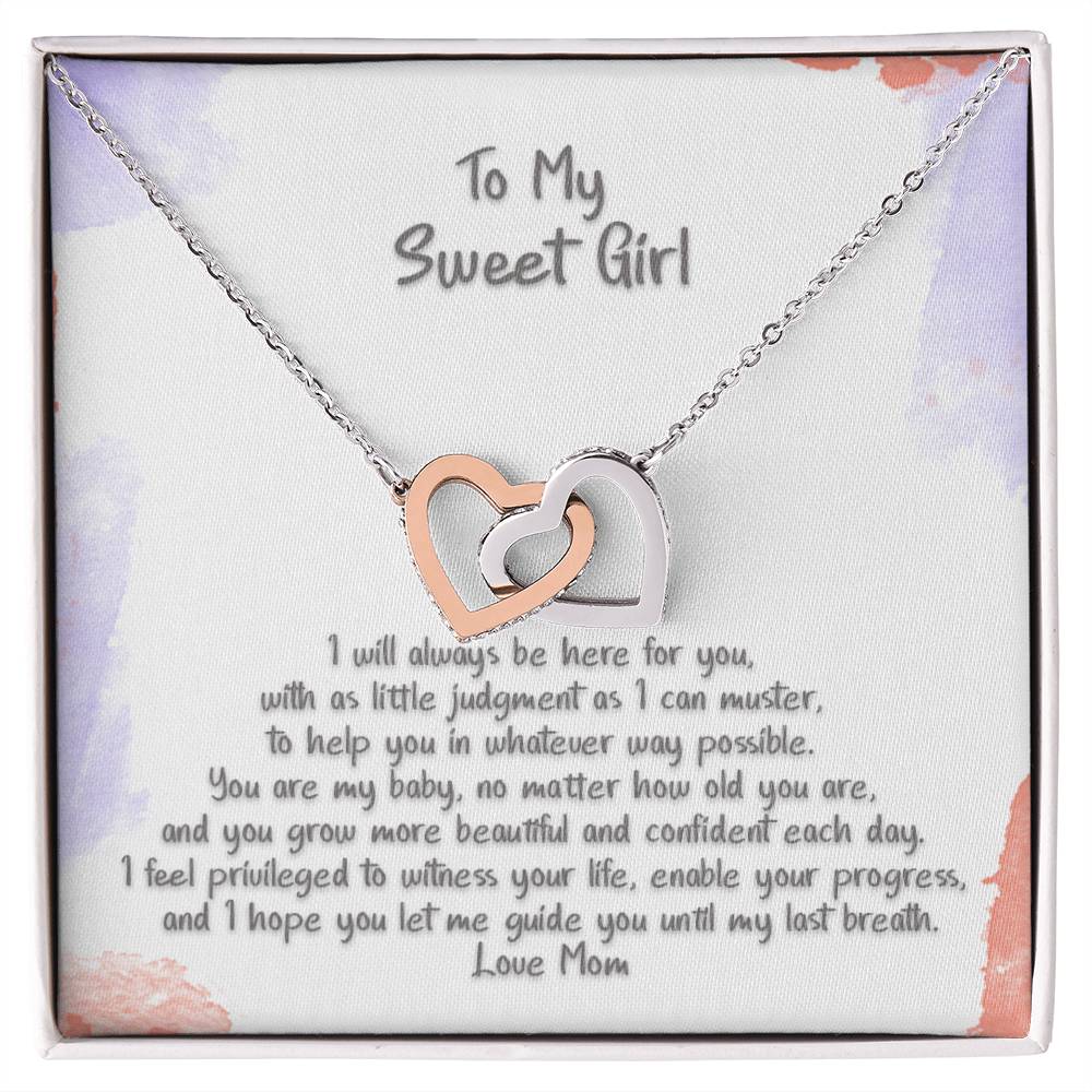 Daughter Sweet Girl You Are My Baby Hearts Locked Forever Necklace Interlocking Hearts Necklace