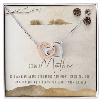 Being A Mother Interlocking Hearts Necklace Message Card