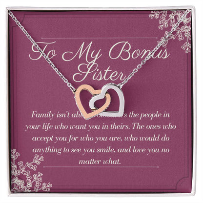 Bonus Sister Gift Sister In Law Gift Sister Of The Groom Wedding Thank You Bridesmaid Interlocking Hearts Necklace