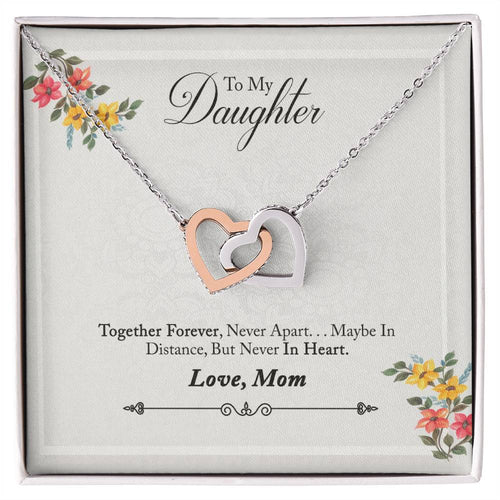 Special Gift For Daughter- Interlock Heart Necklace- With Message Card! Interlocking Hearts Necklace