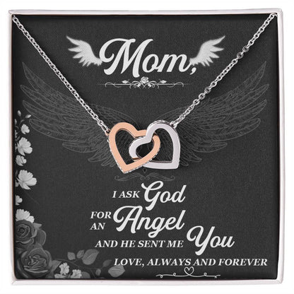 I Asked God For An Angel And He Sent Me You Interlocking Hearts Necklace