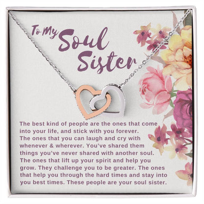 To My Soul Sister Joined Hearts Necklace Interlocking Hearts Necklace