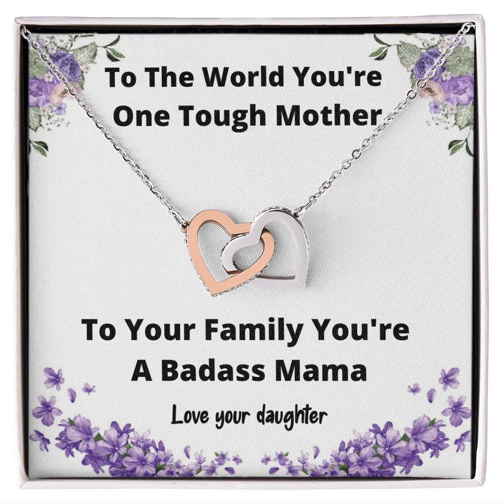 Necklace From Daughter One Tough Mother Gift Idea For Mom Jewelry For Mom Mother Daughter Gift Interlocking Hearts Necklace