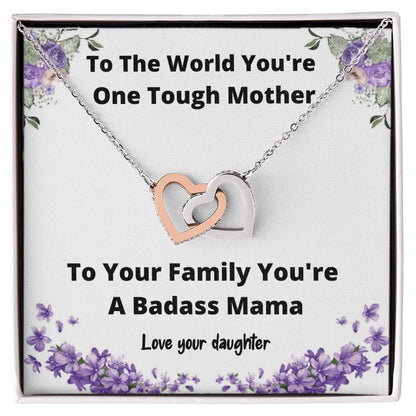 Necklace From Daughter One Tough Mother Gift Idea For Mom Jewelry For Mom Mother Daughter Gift Interlocking Hearts Necklace