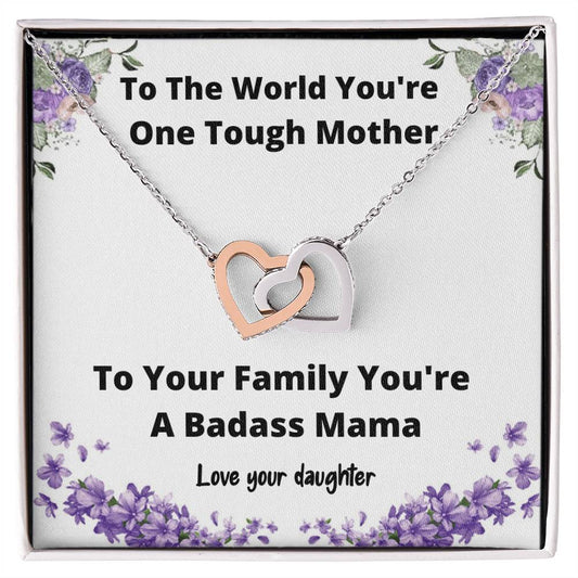 Necklace From Daughter One Tough Mother Gift Idea For Mom Jewelry For Mom Mother Daughter Gift Interlocking Hearts Necklace
