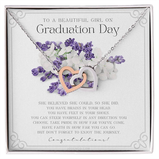 Graduation Gift Necklace For Daughter College Graduation Gift For Her High School Senior Graduation Mba Phd Master Class Of Interlocking Hearts Necklace