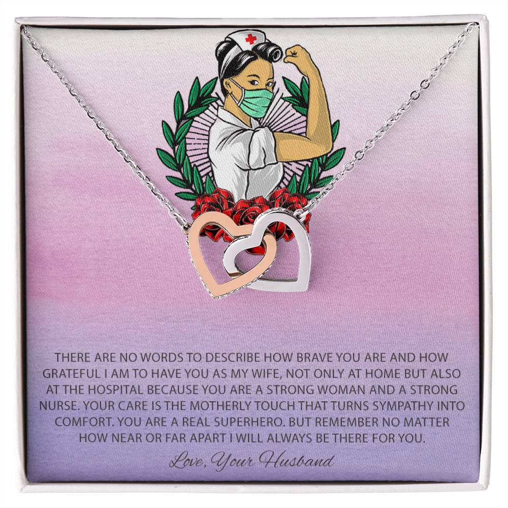 To My Beautiful Nurse Interlocking Hearts Necklace
