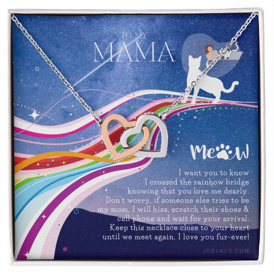 To My Cat Mama Cat Loss Gifts Rainbow Bridge Cat Pet Sympathy Gift Cat Loss Necklace Until We Meet Again Necklace Loss Of Cat Memorial Necklace Interlocking Hearts Necklace