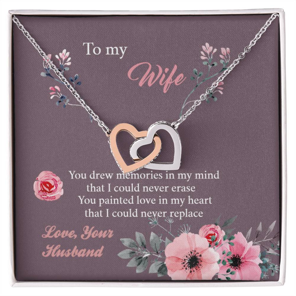 To My Wife - Memories Paint Heart - Necklace Interlocking Hearts Necklace