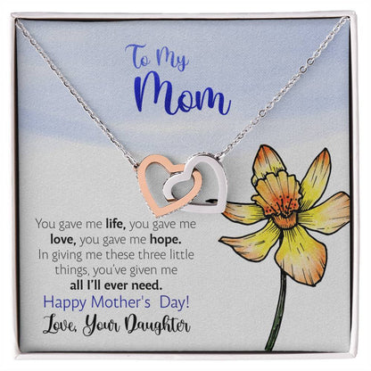 Mother'S Day From Daughter - You Gave Me Hope - Interlocking Hearts Necklace