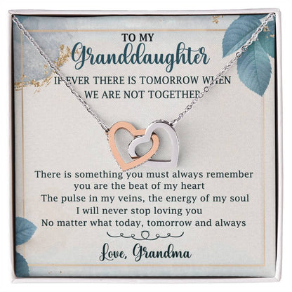 To My Granddaughter Interlocking Hearts Necklace Message Card