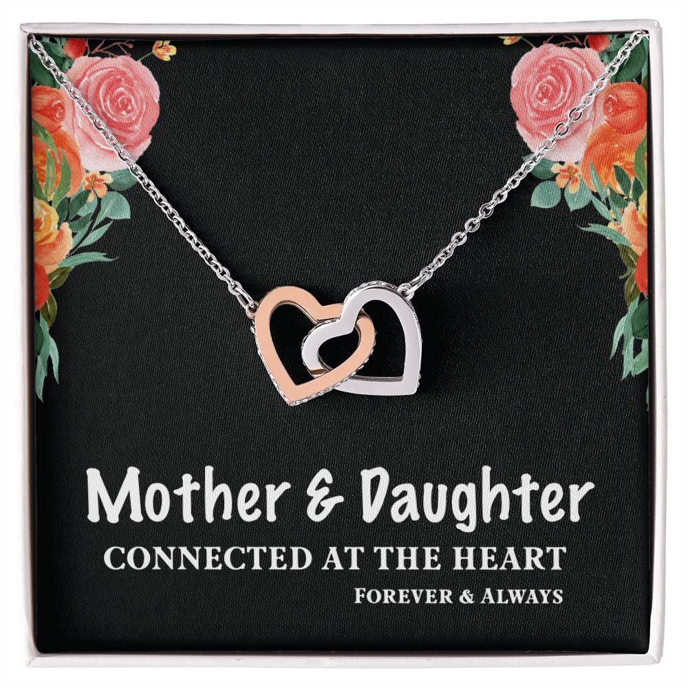Mother & Daughter Connected At The Heart For Mother'S Day Interlocking Hearts Necklace