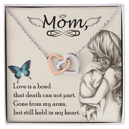 Mom Gone From My Arms - Interlocking Heart Necklace Interlocking Hearts Necklace