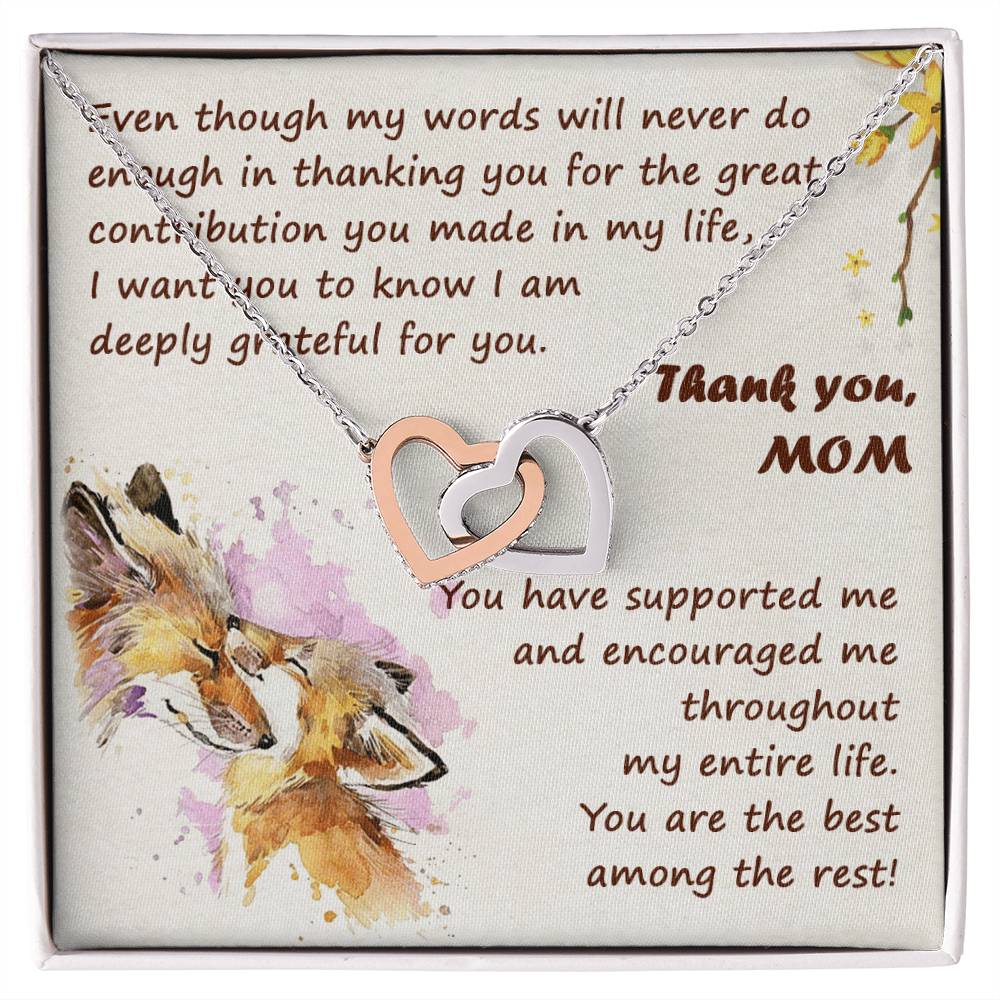 Thank You Mom Thanksgiving Gift Interlocking Hearts Interlocking Hearts Necklace