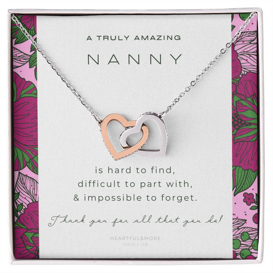 Nanny Appreciation Necklace Gift Nanny Thank You Gift Thank You Nanny Gift For Nanny Leaving A Truly Amazing Babysitter Gift Best Nanny Interlocking Hearts Necklace