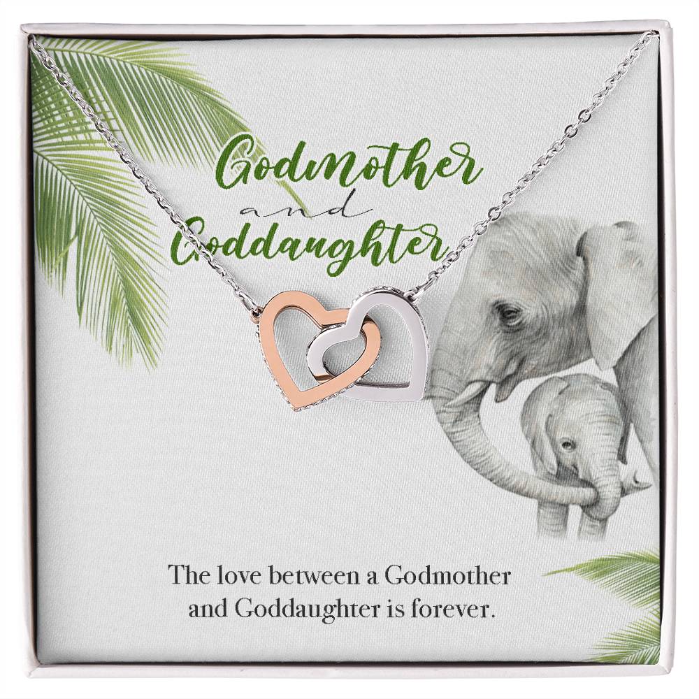 Godmother Goddaughter Gift Necklace Emotional Message Card Interlocking Hearts Necklace