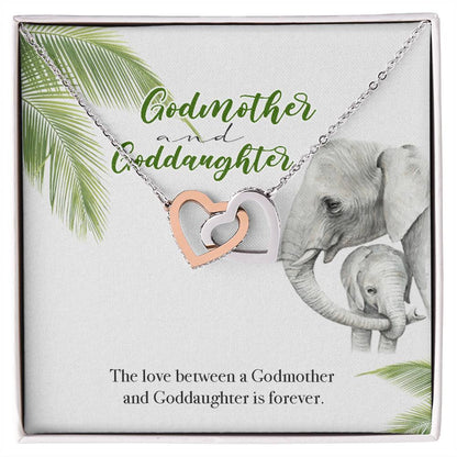Godmother Goddaughter Gift Necklace Emotional Message Card Interlocking Hearts Necklace