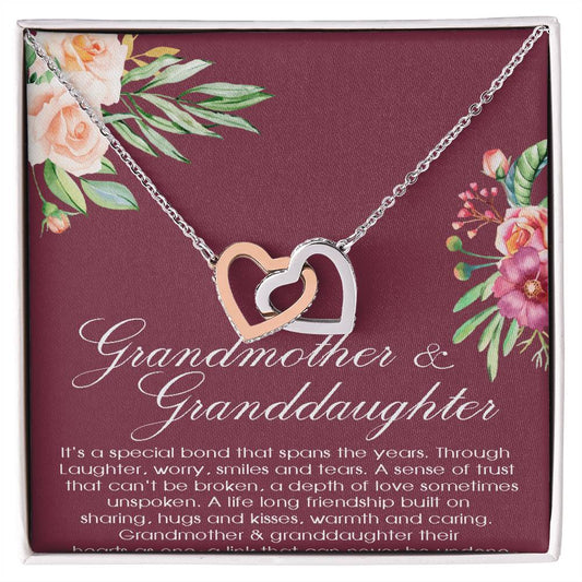 Grandmother & Granddaughter Necklace Grandma Gift Granddaughter Gift Nana Grandma Jewelry For Family Birthday Gift Christmas Gift Interlocking Hearts Necklace