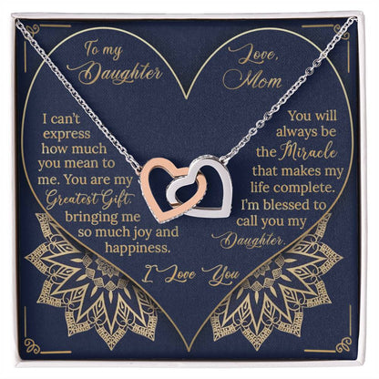 To My Daughter - Greatest Gift Miracle - Necklace Interlocking Hearts Necklace