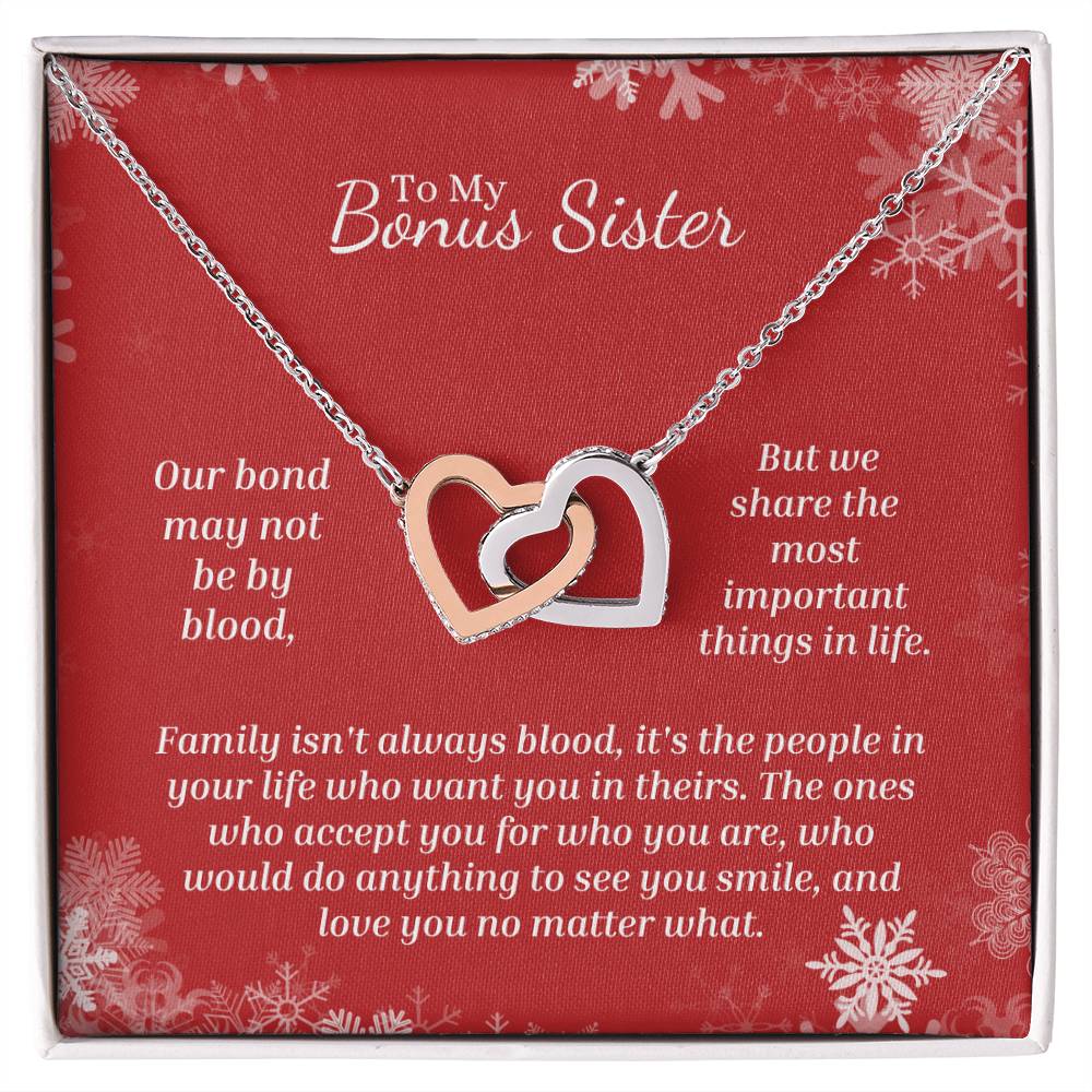 Love You No Matter What - Interlocking Hearts Necklace For Bonus Sister