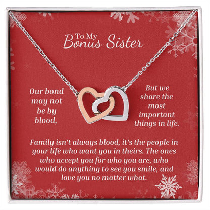 Love You No Matter What - Interlocking Hearts Necklace For Bonus Sister