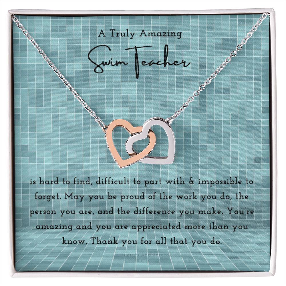 Gift For Swim Teacher Swim Teacher Appreciation Gift A Truly Amazing Swim Teacher Gift Interlocking Hearts Necklace