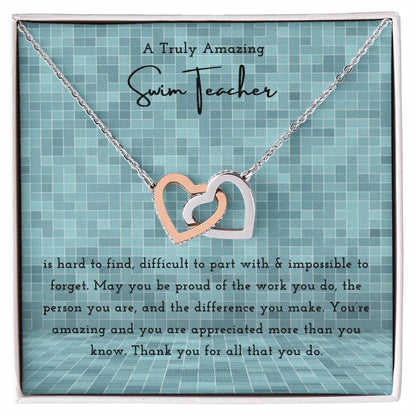Gift For Swim Teacher Swim Teacher Appreciation Gift A Truly Amazing Swim Teacher Gift Interlocking Hearts Necklace