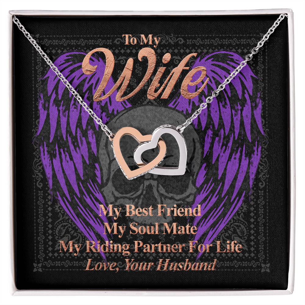 To My Wife My Best Friend My Riding Partner For Life. Gift For A Wife Who Rides Interlocking Hearts Necklace