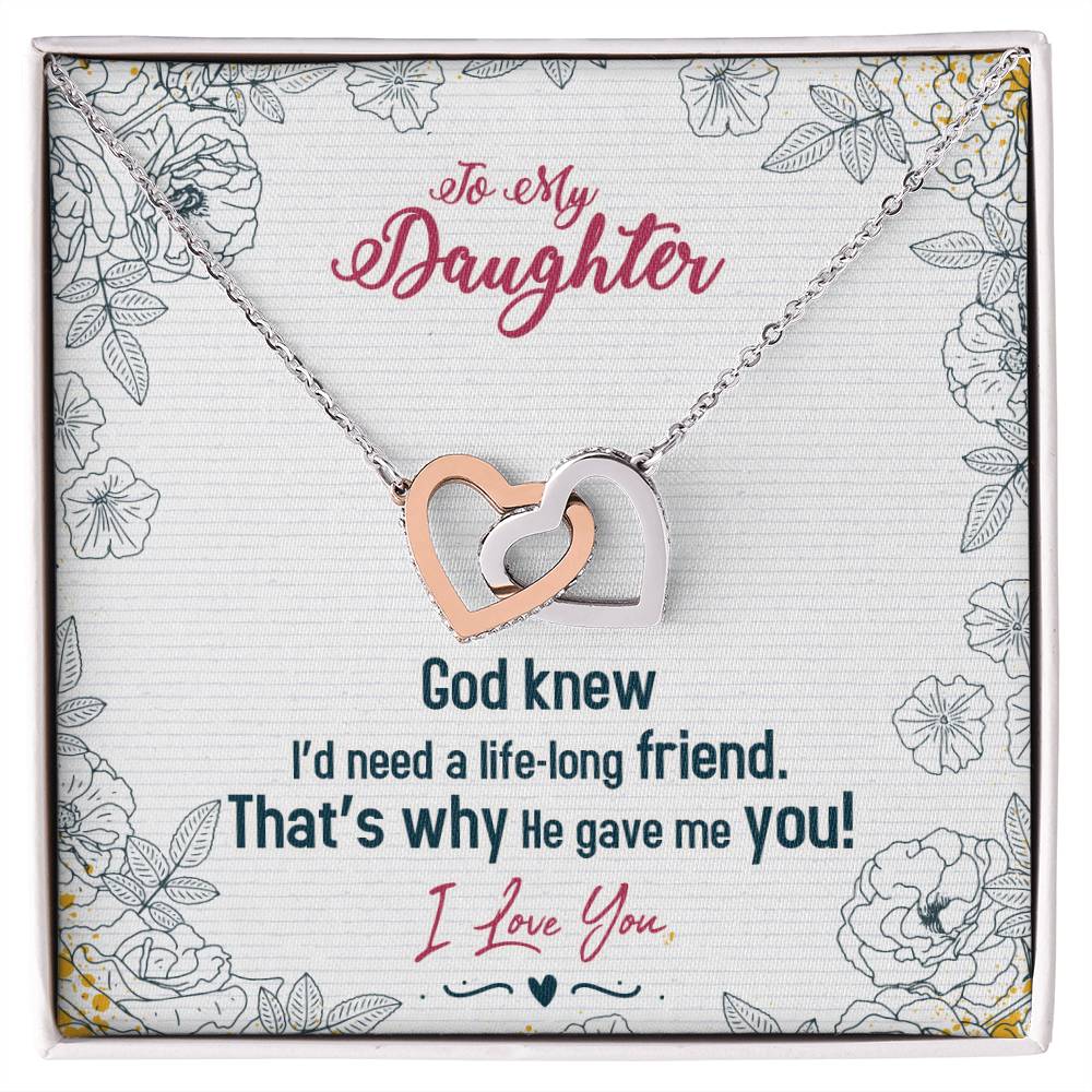 To My Daughter Interlocking Hearts Necklace
