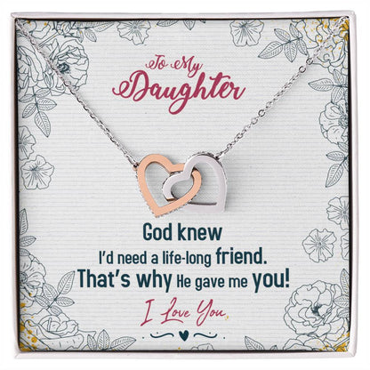 To My Daughter Interlocking Hearts Necklace