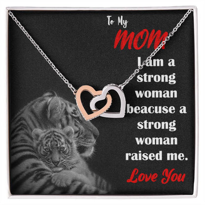 To My Mom Strong Woman Love You Always Interlocking Hearts Necklace