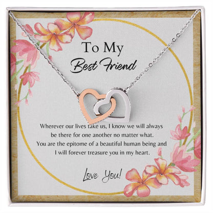 To My Best Friend Interlocking Hearts Necklace