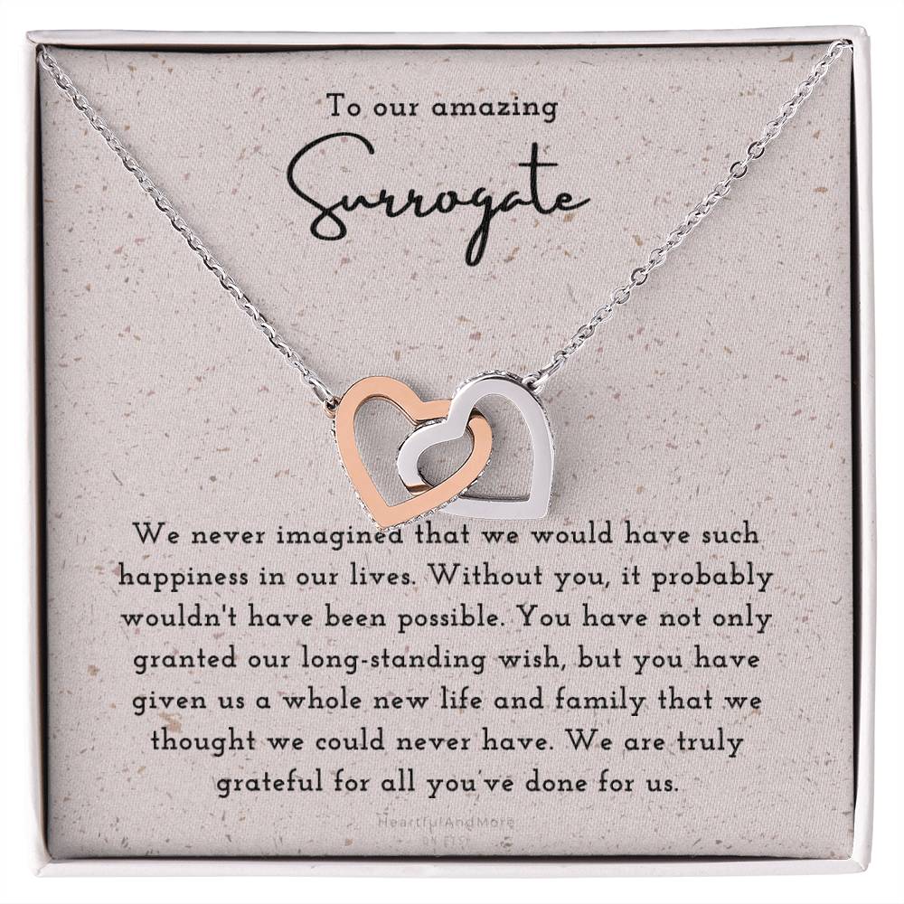 Surrogate Appreciation Gift Surrogate Gift Surrogate Gift With Message Card Surrogate Transfer Day Thank You Gift Interlocking Hearts Necklace