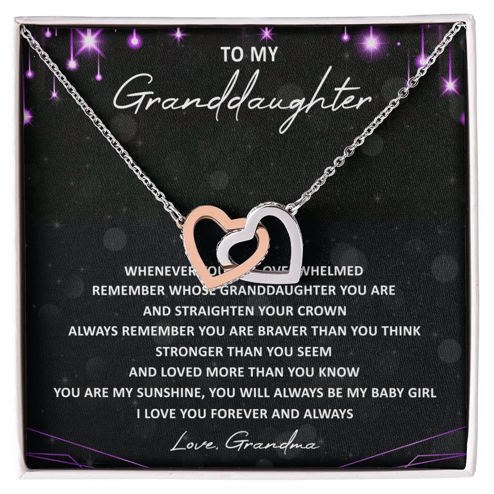 To My Granddaughter Interlocking Hearts Necklace Message Card
