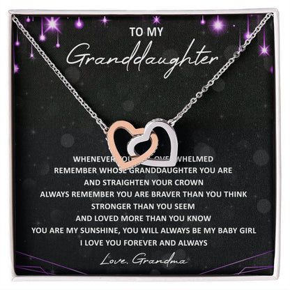 To My Granddaughter Interlocking Hearts Necklace Message Card
