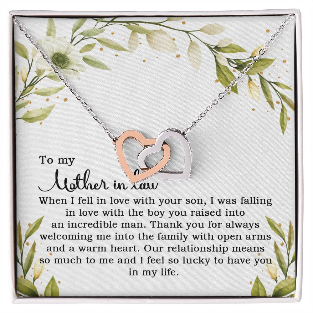 To My Mother In Law - When I Fell In Love With Your Son Interlocking Hearts Necklace