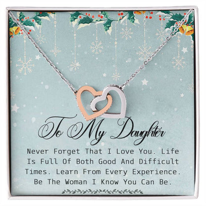 To My Daughter Interlocking Hearts Necklace Message Card