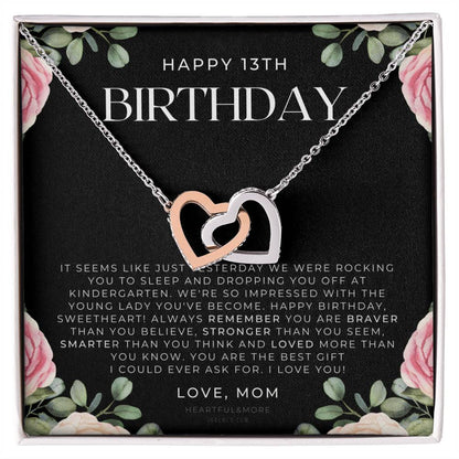 Gift For 13 Year Old Girl Gifts 13Th Birthday Girl 13Th Birthday Gift Thirteenth Birthday Necklace Teen Birthday Gift Official Teenager Interlocking Hearts Necklace